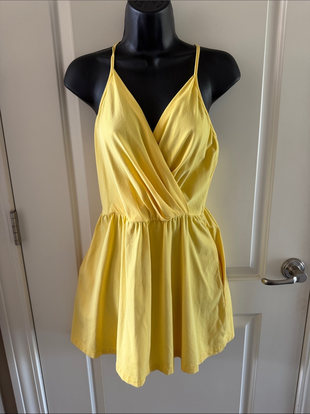 Yellow Sleeveless Surplice V-Neck Women's Dress